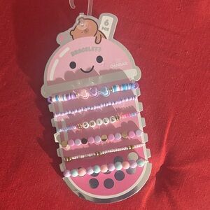 Pink and Gold Beaded Bracelet Set